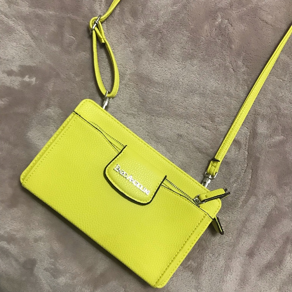 Enzo Angiolini Lime Green Crossbody Wallet Bag